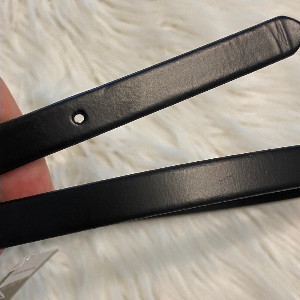 J. Crew Black Leather Belt with Gold Buckle size S length till first whole 30” - Picture 8 of 8